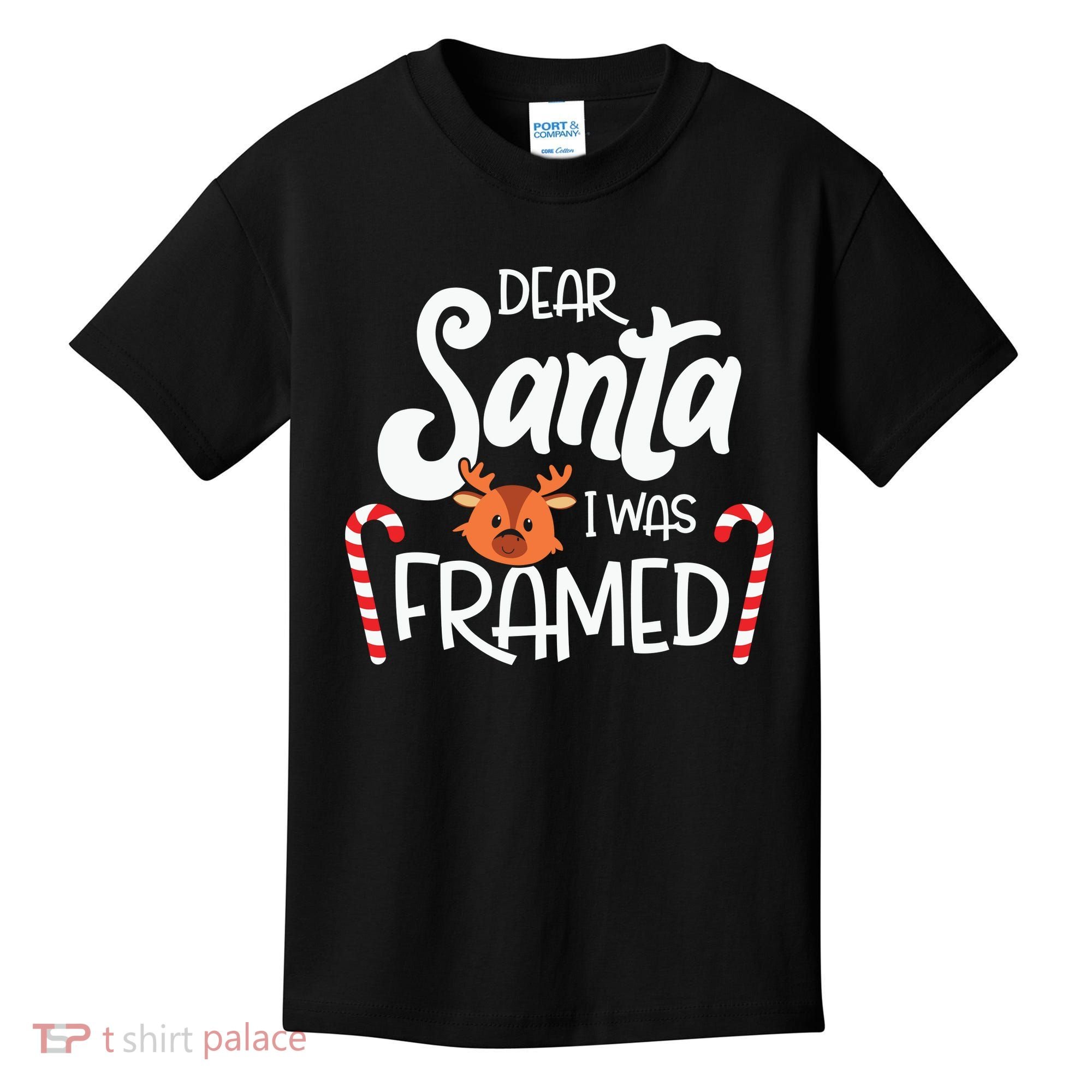 Christmas Dear Santa I Was Framed Xmas Holiday Kids T-Shirt