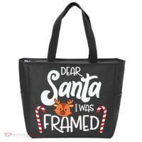 Christmas Dear Santa I Was Framed Xmas Holiday Tote Bag thumb 0