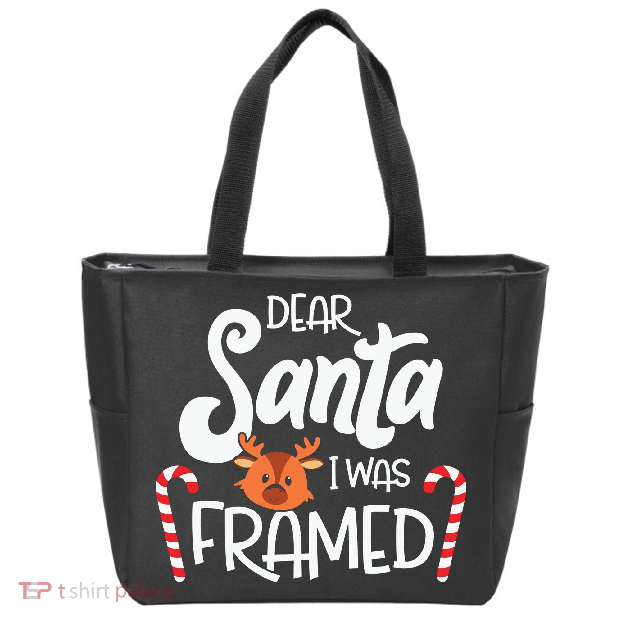 Christmas Dear Santa I Was Framed Xmas Holiday Tote Bag