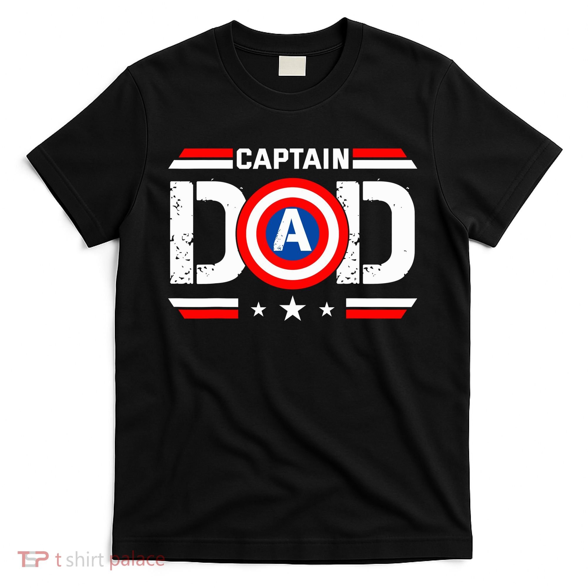 Captain Dad Superhero Funny Men Fathers Day Vintage Dad T-Shirt