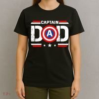 Captain Dad Superhero Funny Men Fathers Day Vintage Dad T-Shirt thumb 4