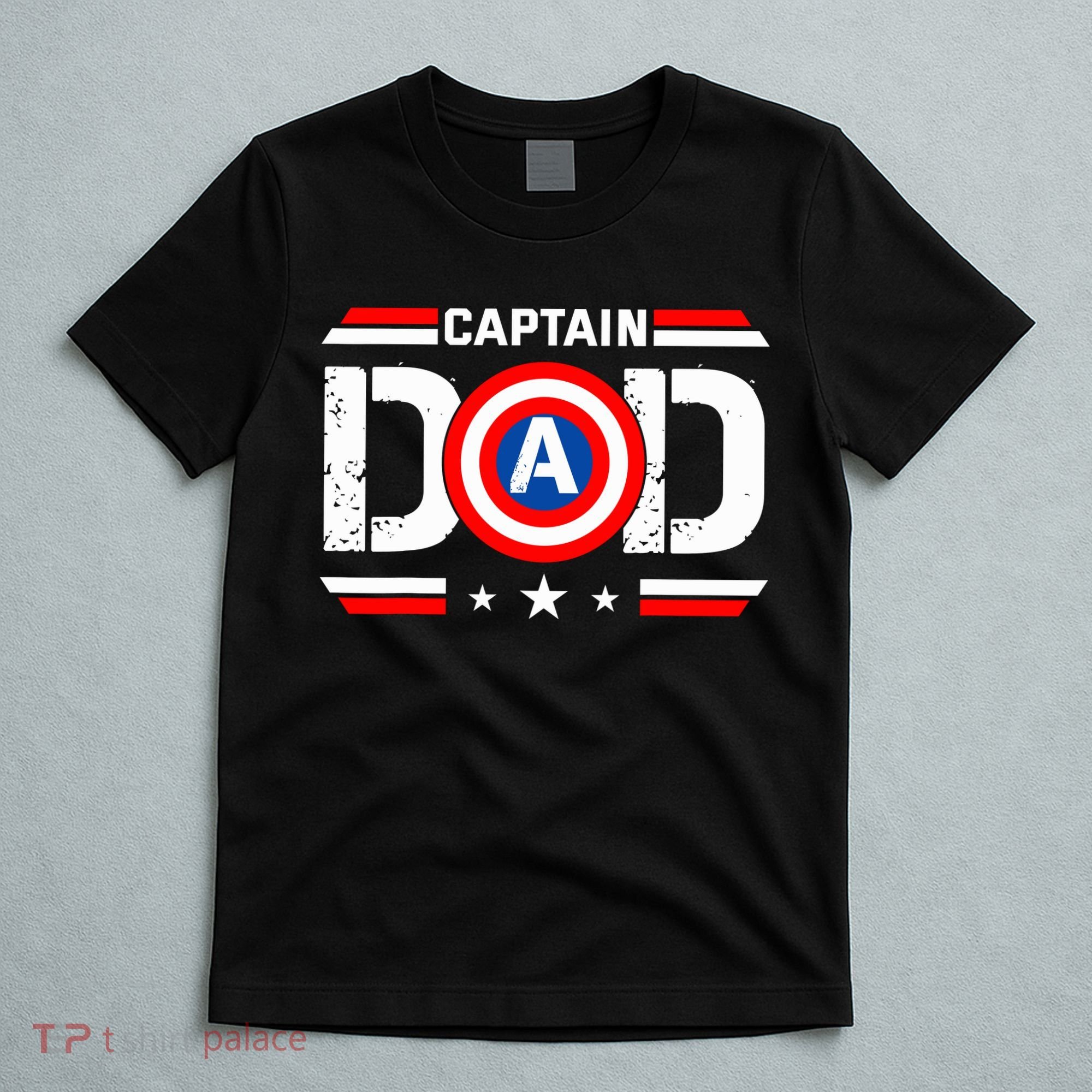 Captain Dad Superhero Funny Men Fathers Day Vintage Dad T-Shirt