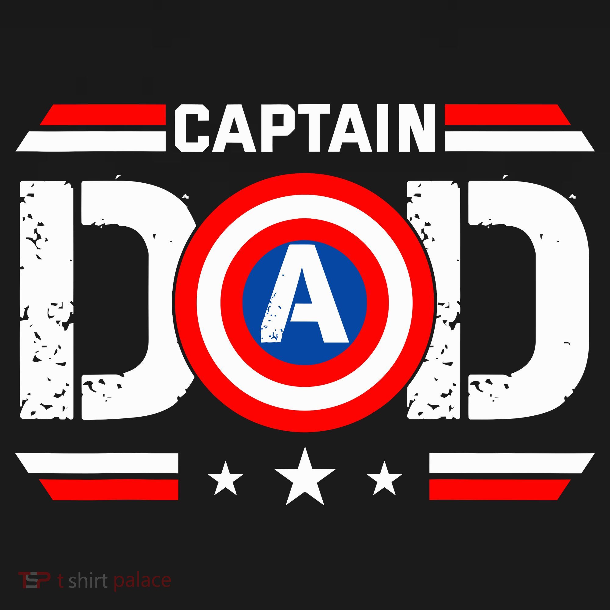 Captain Dad Superhero Funny Men Fathers Day Vintage Dad T-Shirt