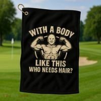 Celebrate Dad's Strength and Humor Golf Towel thumb 1