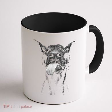 Cool Doberman Sticking Tongue Out In Playful Defiance Coffee Mug back