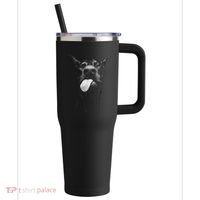 Cool Doberman Sticking Tongue Out In Playful Defiance 40oz Vacuum Insulated Stainless Steel Travel Tumbler thumb 0