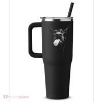 Cool Doberman Sticking Tongue Out In Playful Defiance 40oz Vacuum Insulated Stainless Steel Travel Tumbler thumb 2