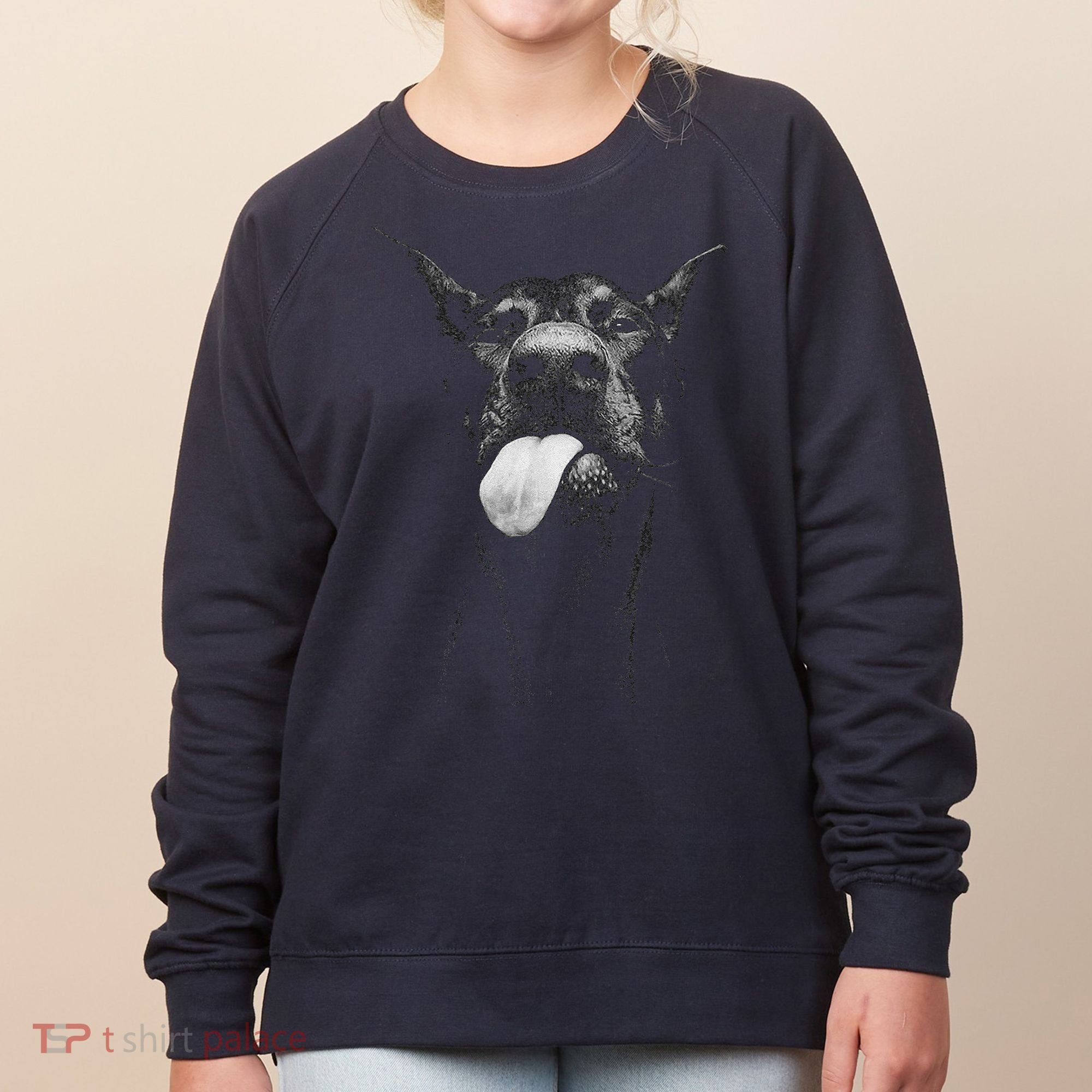 Cool Doberman Sticking Tongue Out In Playful Defiance Women's Sweatshirt
