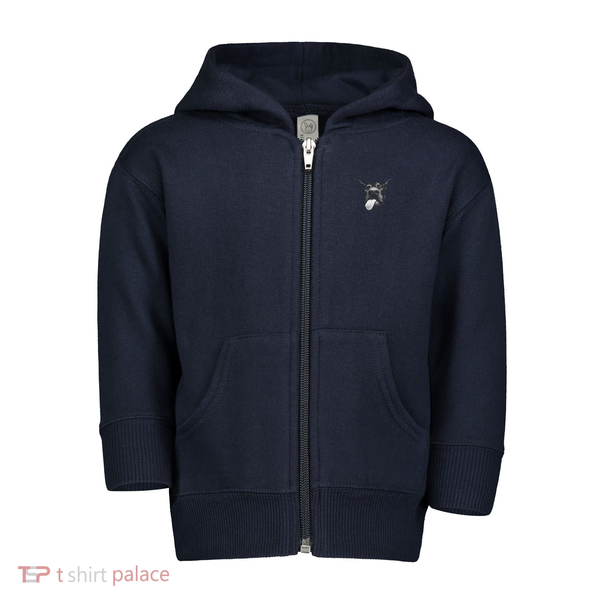 Cool Doberman Sticking Tongue Out In Playful Defiance Toddler Zip Fleece Hoodie