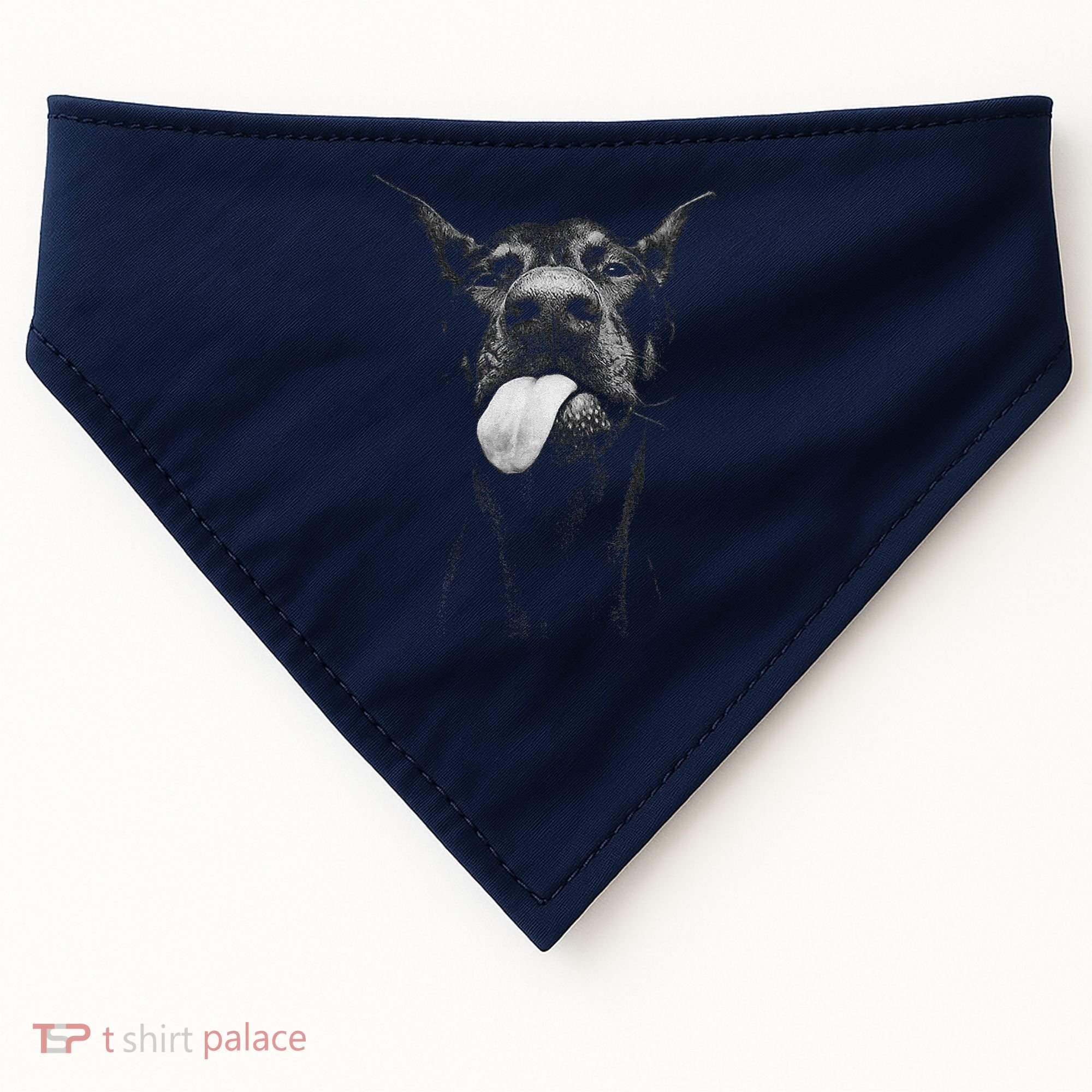 Cool Doberman Sticking Tongue Out In Playful Defiance USA-Made Doggie Bandana