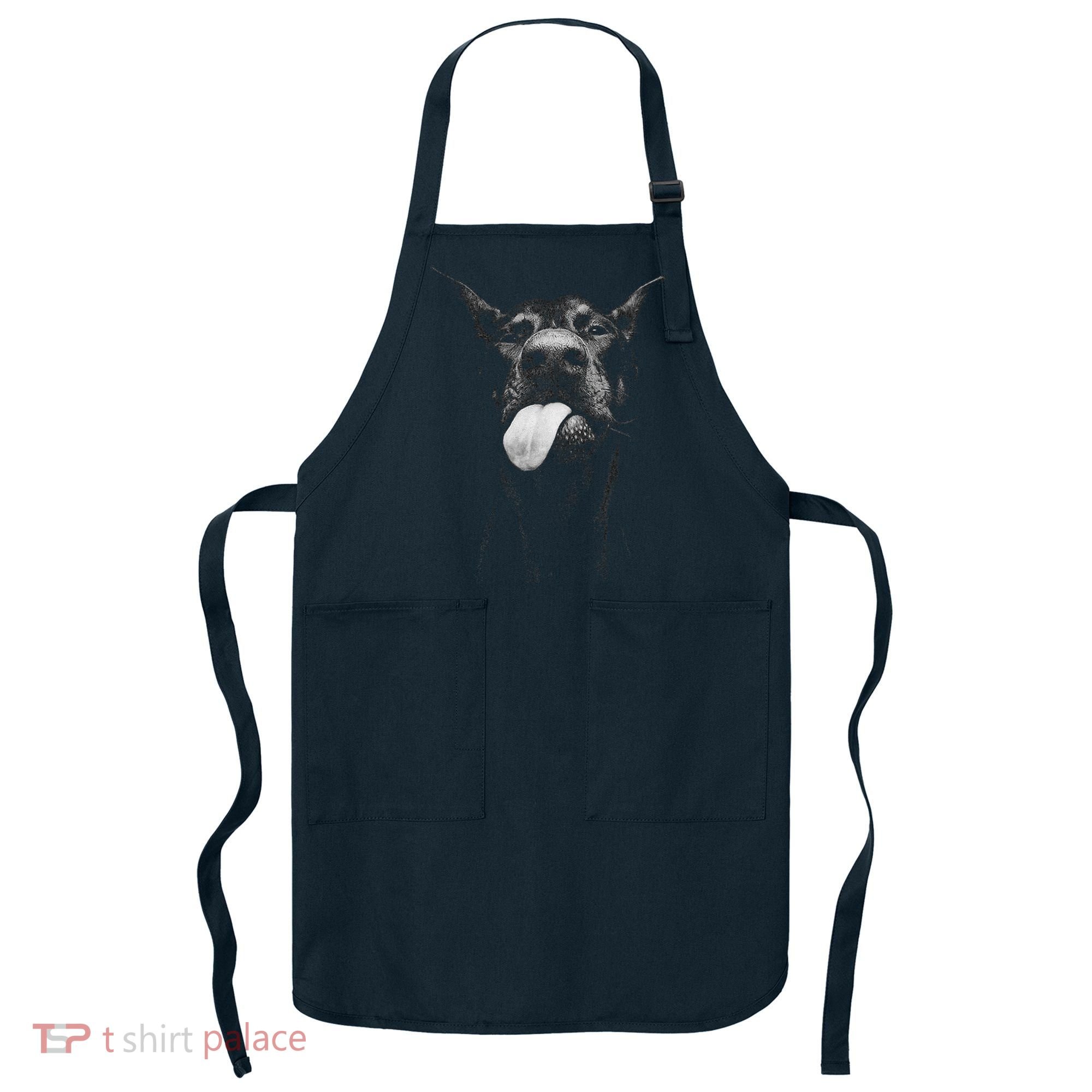 Cool Doberman Sticking Tongue Out In Playful Defiance Apron