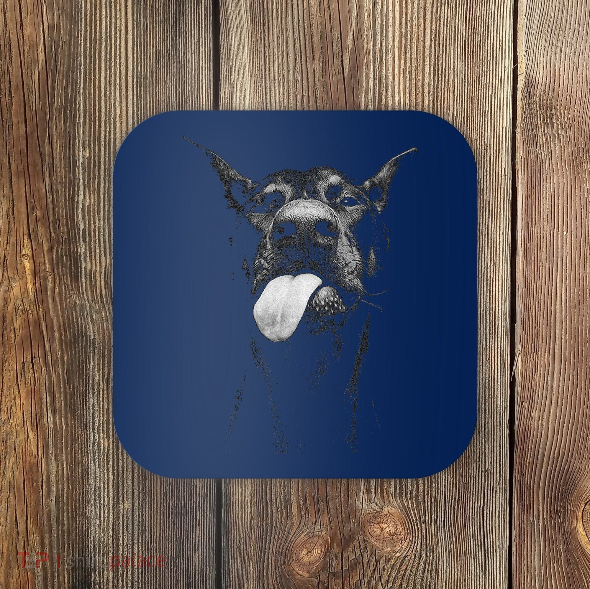 Cool Doberman Sticking Tongue Out In Playful Defiance Coaster