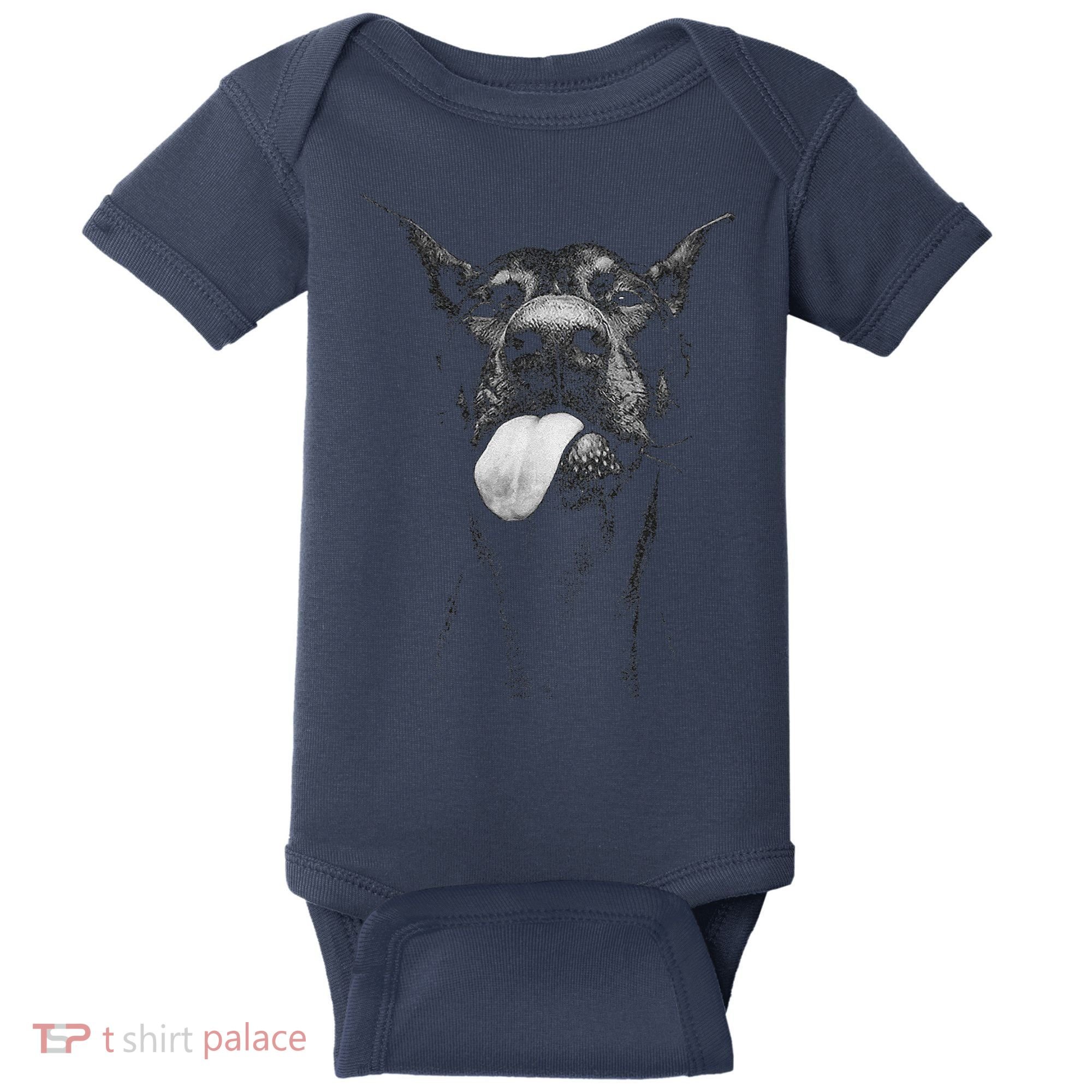 Cool Doberman Sticking Tongue Out In Playful Defiance Baby Bodysuit