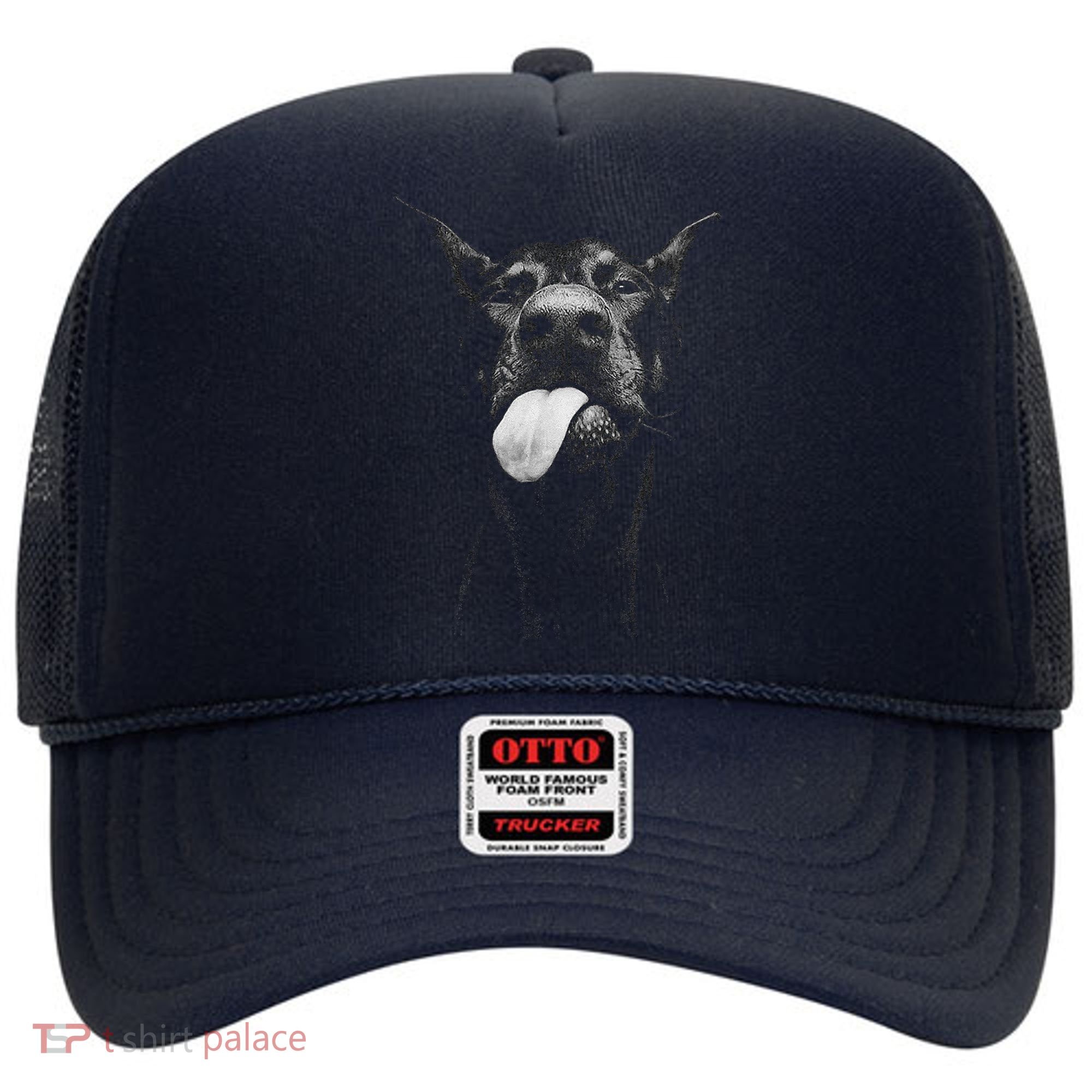 Cool Doberman Sticking Tongue Out In Playful Defiance Hat