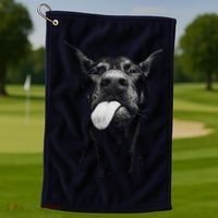 Cool Doberman Sticking Tongue Out In Playful Defiance Golf Towel thumb 1
