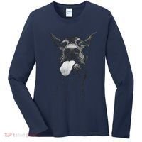 Cool Doberman Sticking Tongue Out In Playful Defiance Women's Long Sleeve Shirt thumb 0