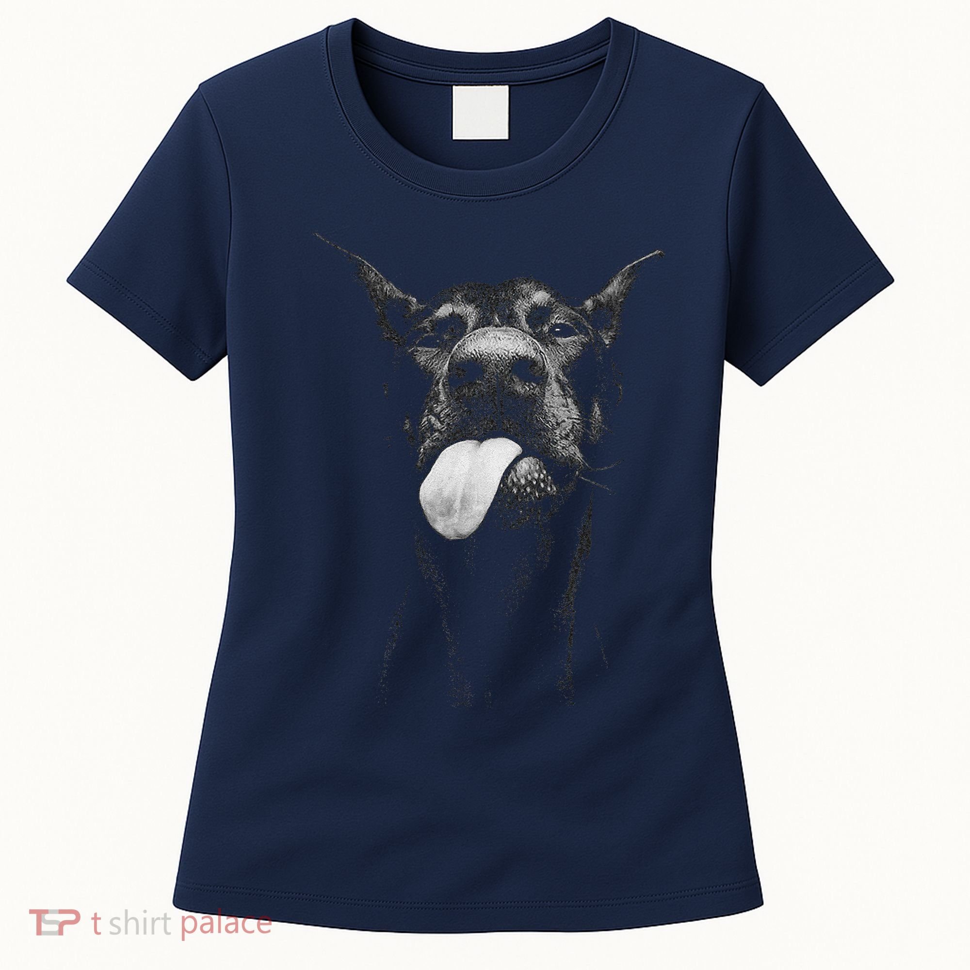 Cool Doberman Sticking Tongue Out In Playful Defiance Women's T-Shirt