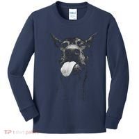 Cool Doberman Sticking Tongue Out In Playful Defiance Kids Long Sleeve Shirt thumb 0