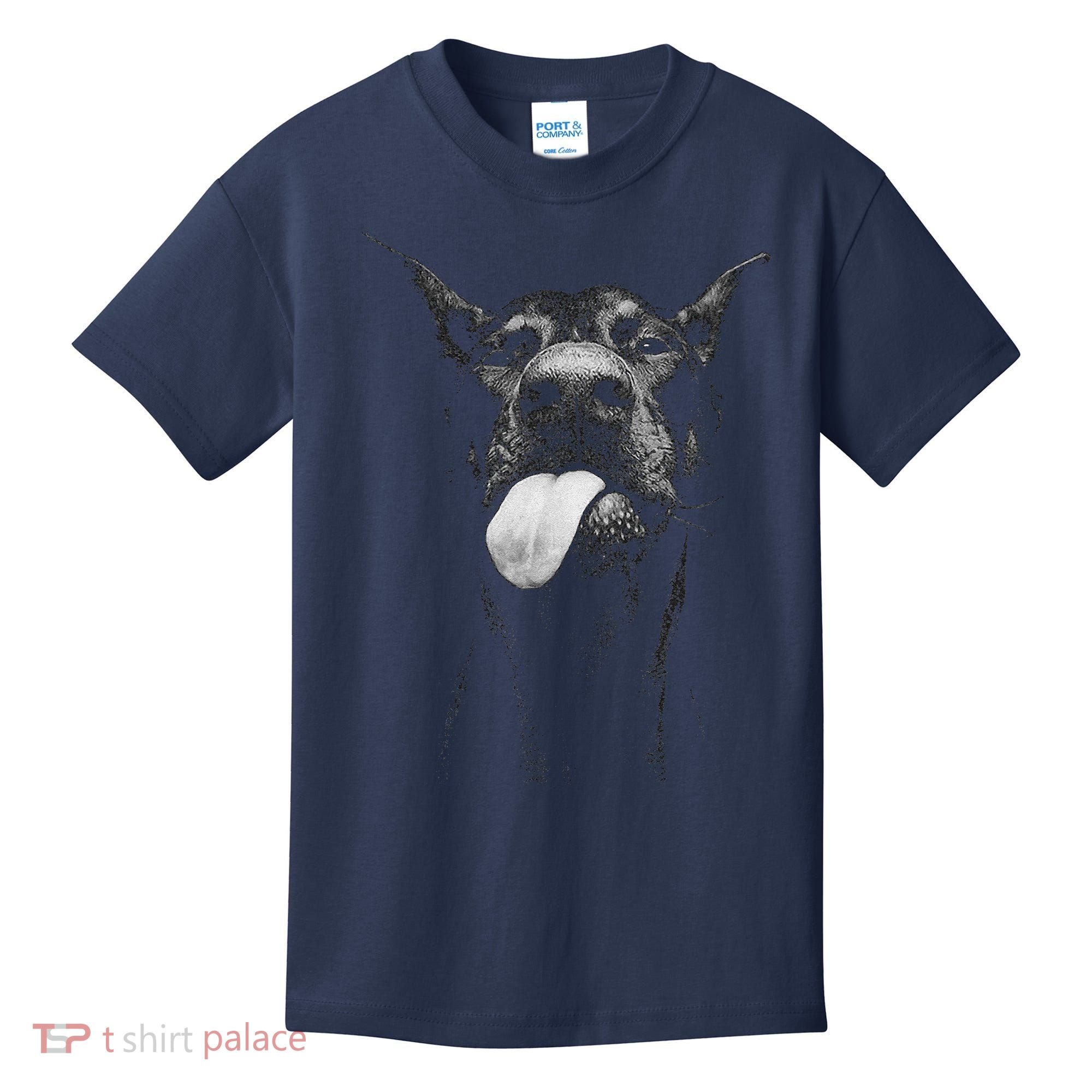 Cool Doberman Sticking Tongue Out In Playful Defiance Kids T-Shirt