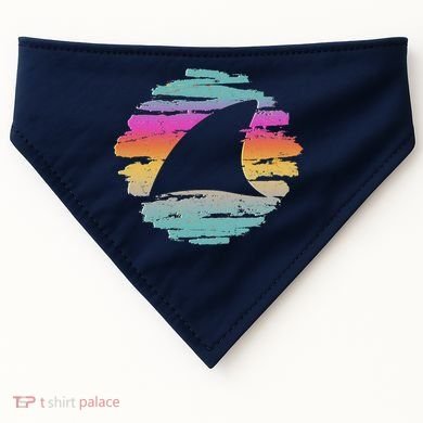 Colorful Distressed Shark Fin USA-Made Doggie Bandana