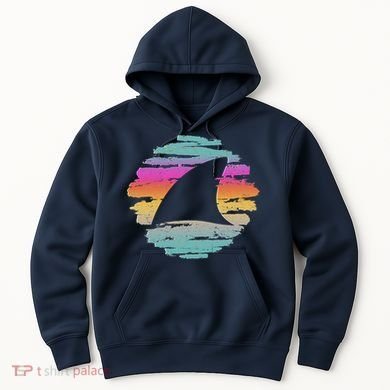 Colorful Distressed Shark Fin Hoodie