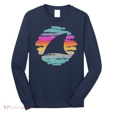 Colorful Distressed Shark Fin Long Sleeve Shirt