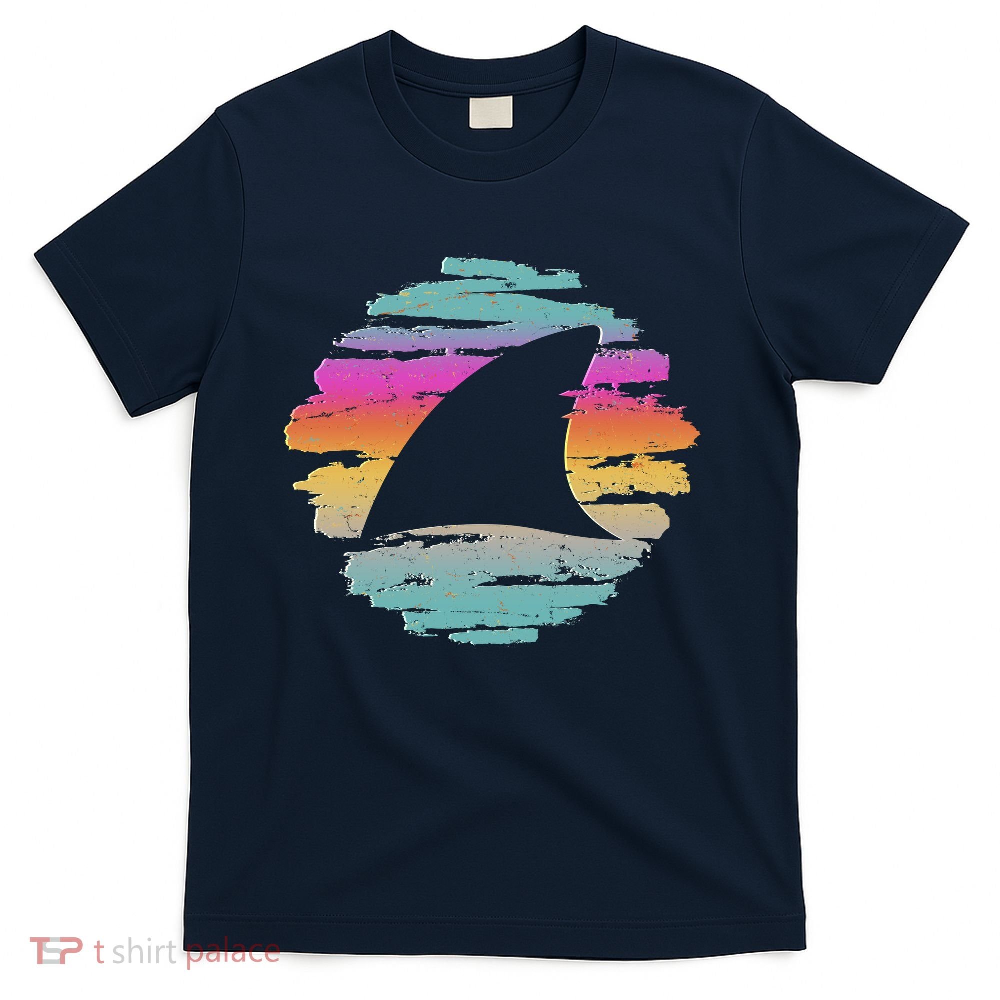 Colorful Distressed Shark Fin T-Shirt