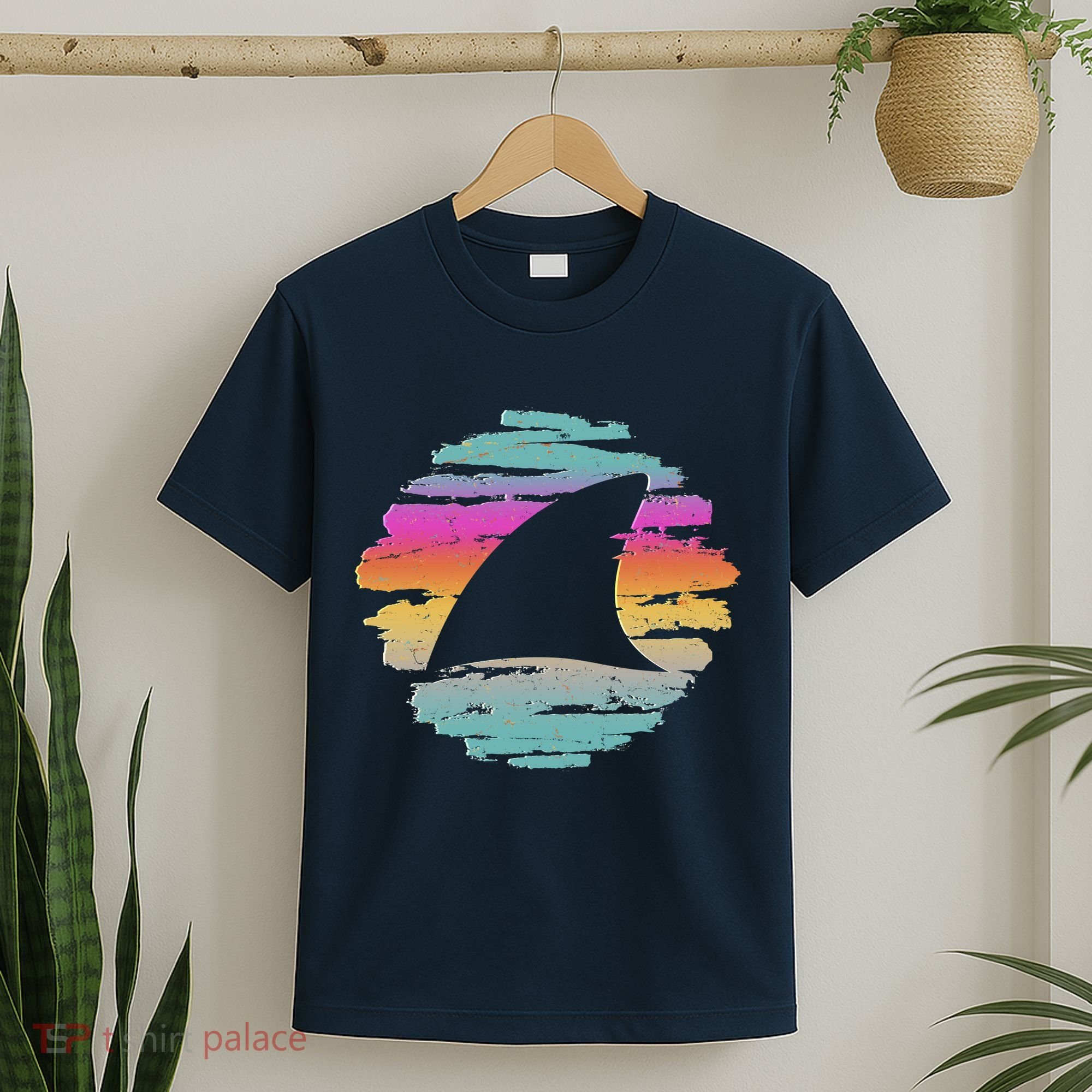 Colorful Distressed Shark Fin T-Shirt