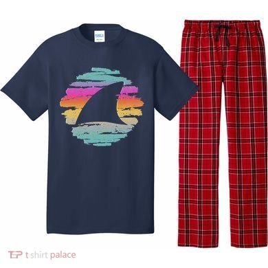 Colorful Distressed Shark Fin Pajama Set