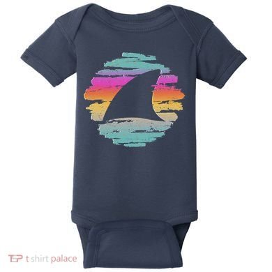 Colorful Distressed Shark Fin Baby Bodysuit