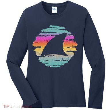 Colorful Distressed Shark Fin Women's Long Sleeve Shirt