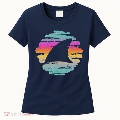 Colorful Distressed Shark Fin Women's T-Shirt