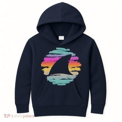 Colorful Distressed Shark Fin Kids Hoodie