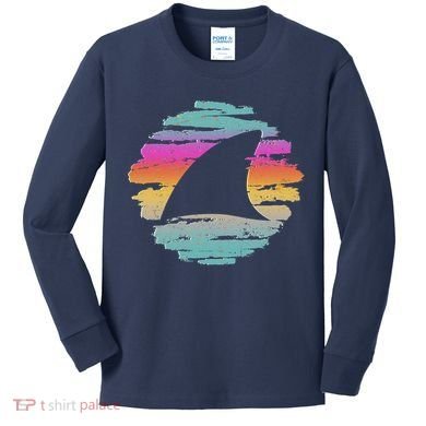 Colorful Distressed Shark Fin Kids Long Sleeve Shirt