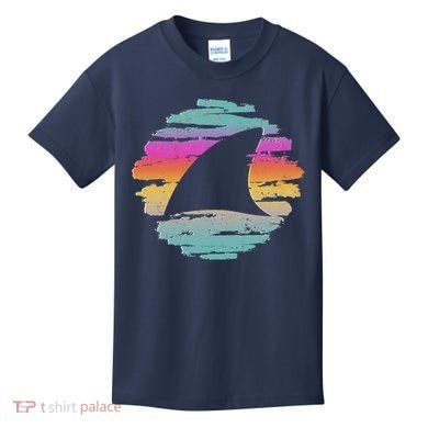 Colorful Distressed Shark Fin Kids T-Shirt
