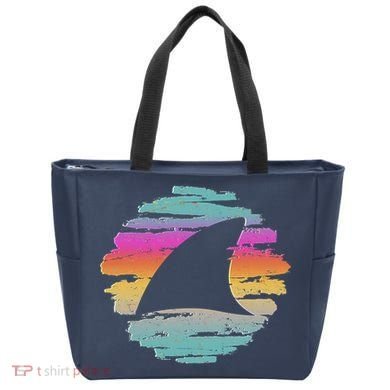 Colorful Distressed Shark Fin Tote Bag