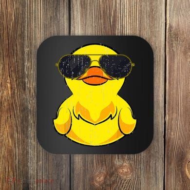 Cool Duckie Sunglasses Duckling Funny Ducky Rubber Duck Coaster