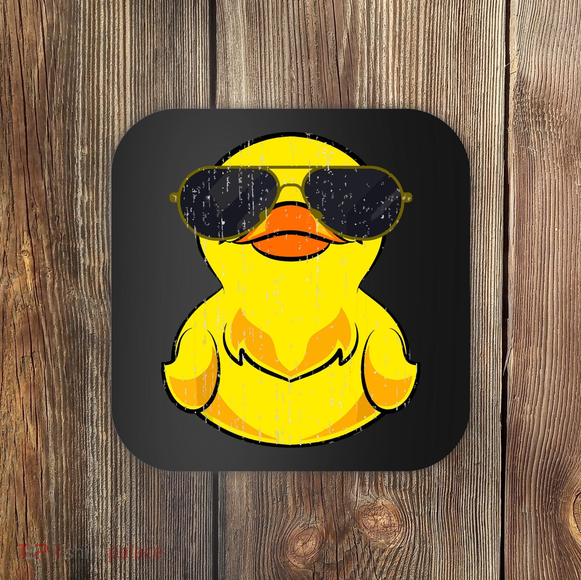 Cool Duckie Sunglasses Duckling Funny Ducky Rubber Duck Coaster