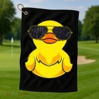 Cool Duckie Sunglasses Duckling Funny Ducky Rubber Duck Golf Towel thumb 1