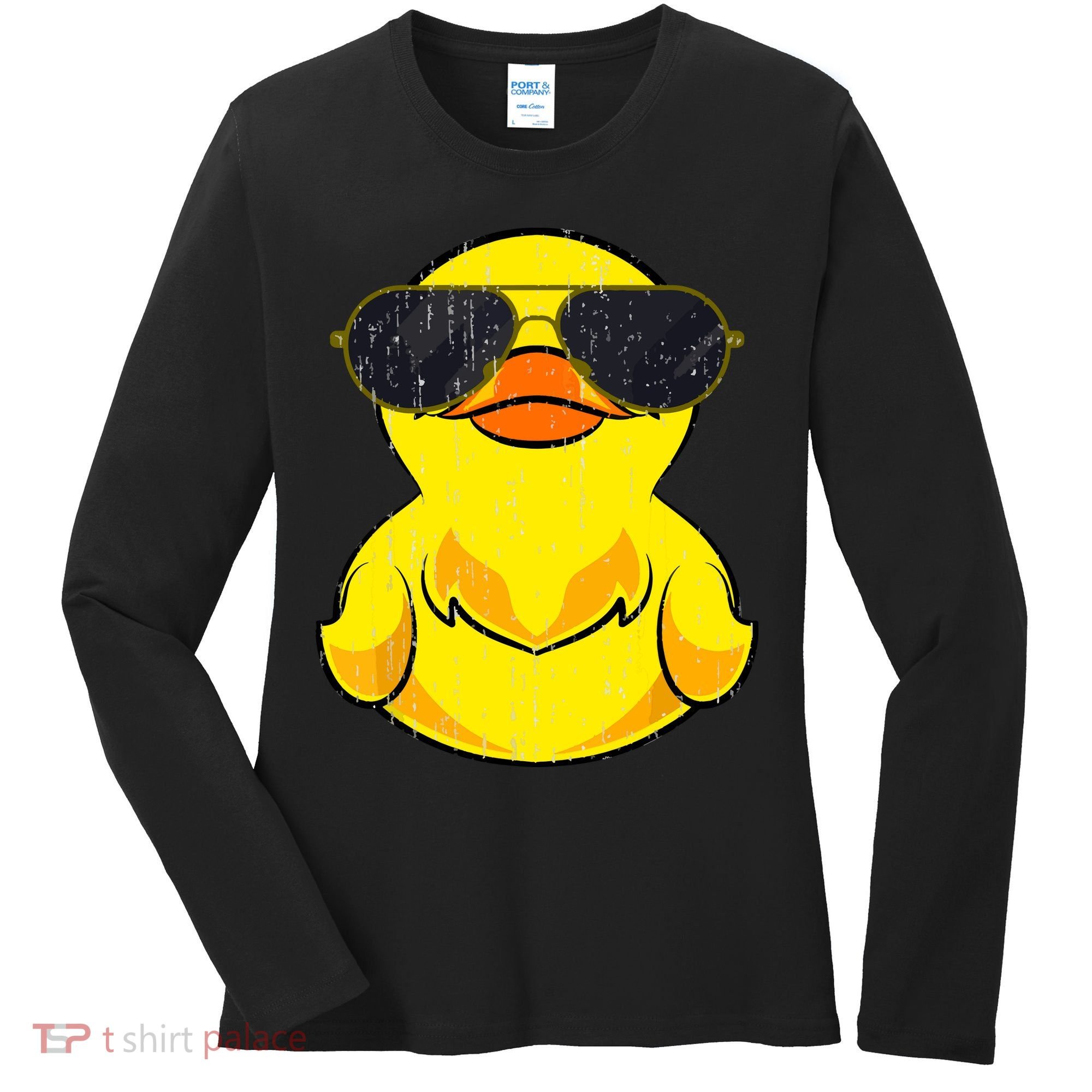Cool Duckie Sunglasses Duckling Funny Ducky Rubber Duck Women's Long Sleeve Shirt