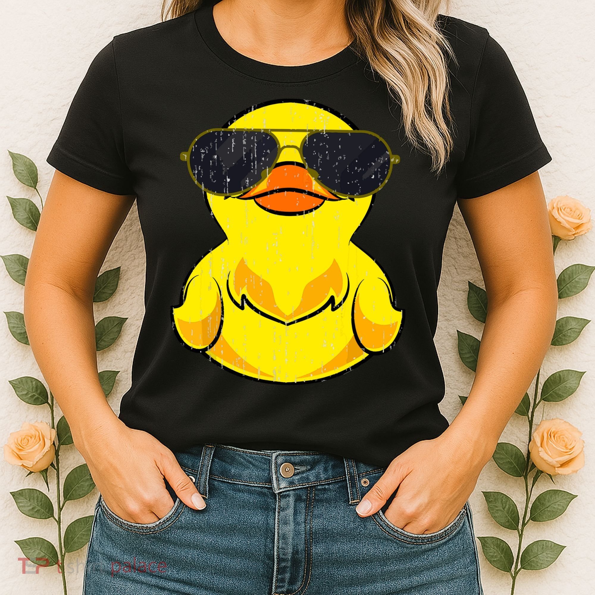 Cool Duckie Sunglasses Duckling Funny Ducky Rubber Duck Women's T-Shirt