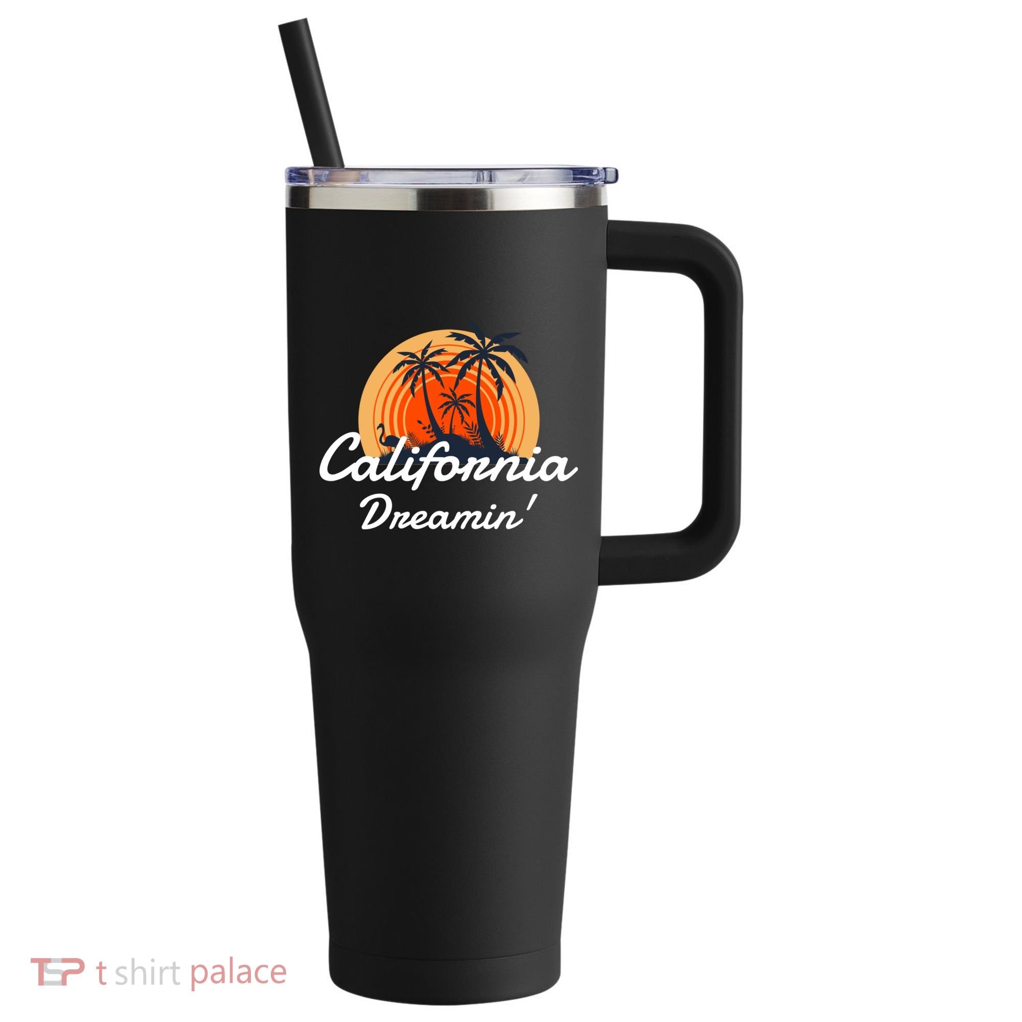 California Dreamin' Sunset Venice Beach Summer Surf La Gift 40oz Vacuum Insulated Stainless Steel Travel Tumbler