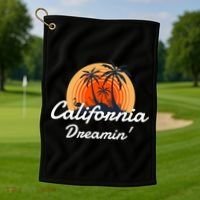 California Dreamin' Sunset Venice Beach Summer Surf La Gift Golf Towel thumb 1