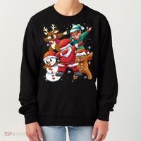 Christmas Dabbing Santa Elf Deer Gingerbread Man & Snowman Women's Sweatshirt thumb 0