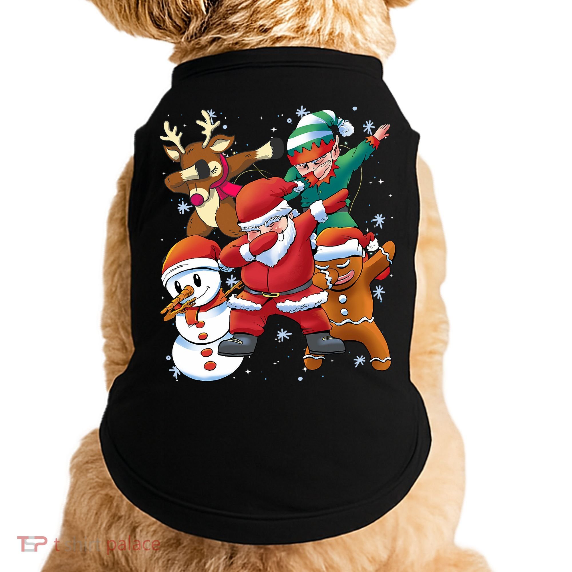 Christmas Dabbing Santa Elf Deer Gingerbread Man & Snowman Doggie Tank