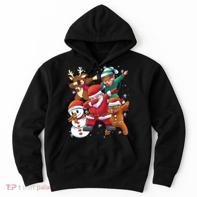 Christmas Dabbing Santa Elf Deer Gingerbread Man & Snowman Hoodie