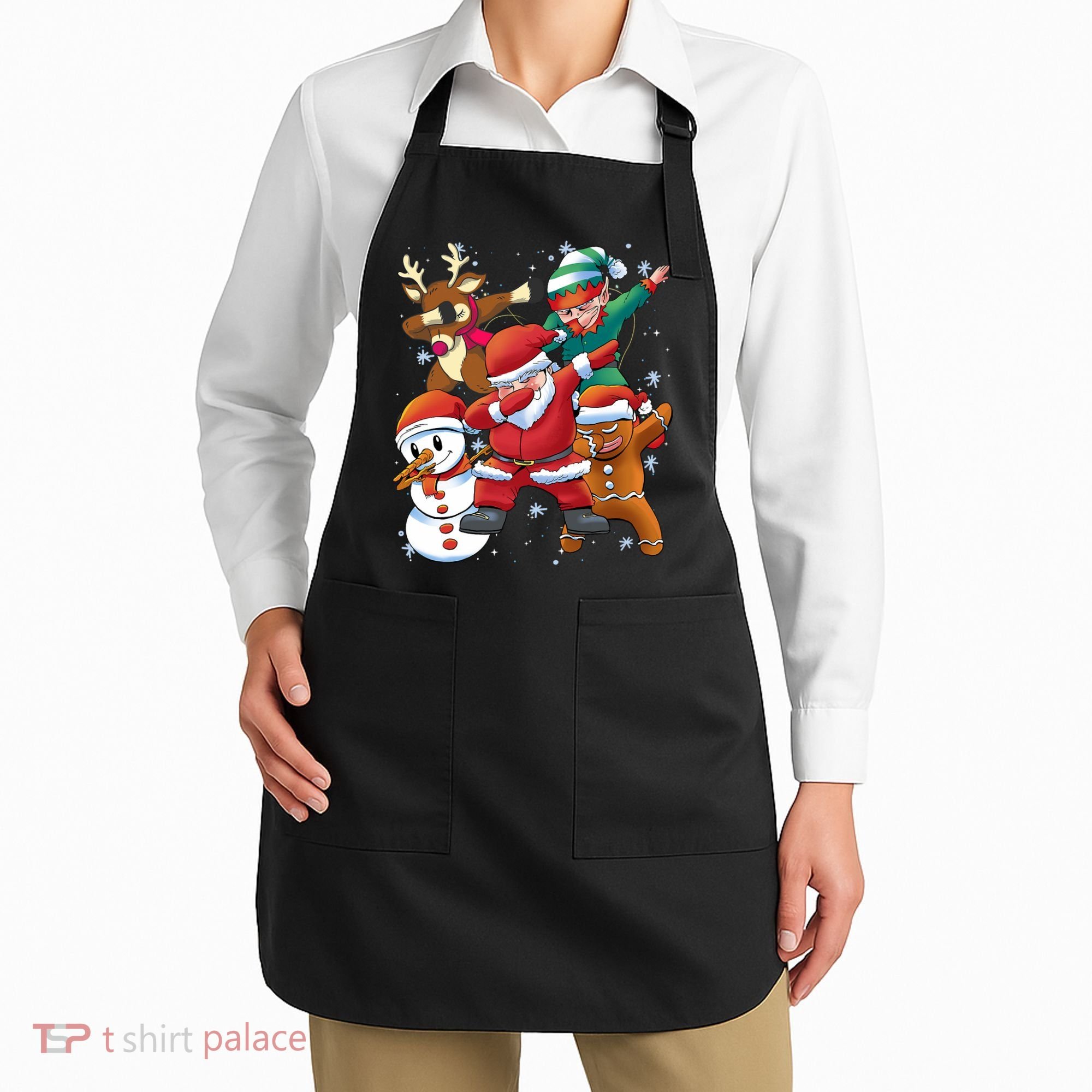 Christmas Dabbing Santa Elf Deer Gingerbread Man & Snowman Apron