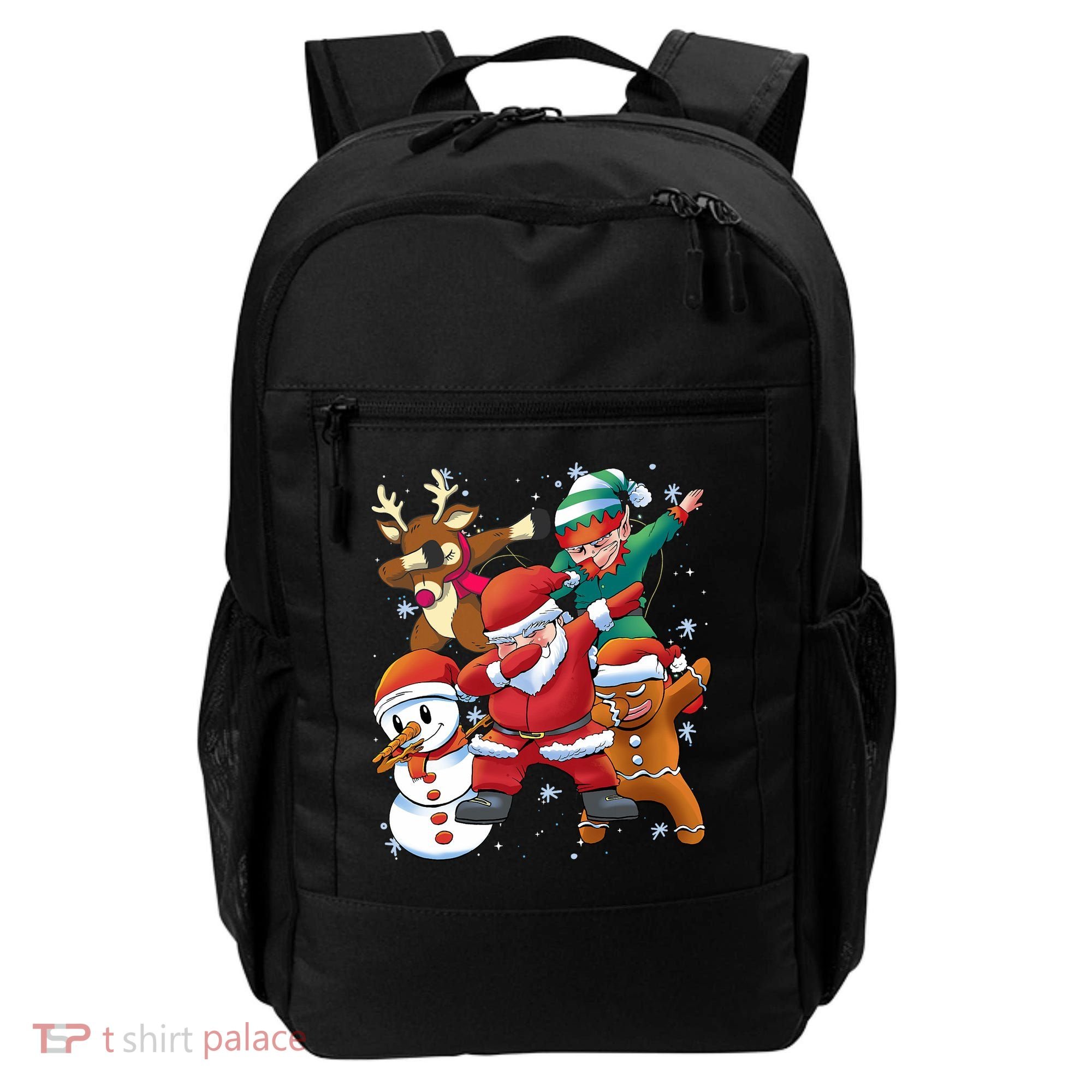 Christmas Dabbing Santa Elf Deer Gingerbread Man & Snowman Backpack