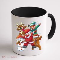 Christmas Dabbing Santa Elf Deer Gingerbread Man & Snowman Coffee Mug thumb 1
