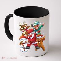 Christmas Dabbing Santa Elf Deer Gingerbread Man & Snowman Coffee Mug thumb 0